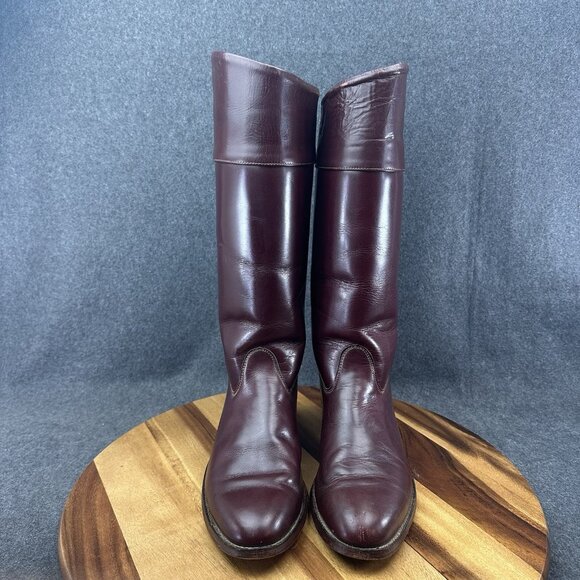 Vtg 80s Frye Campus Tall Boots Womens 8D Whiskey Brown Knee High Round Toe Z190 - Picture 3 of 14